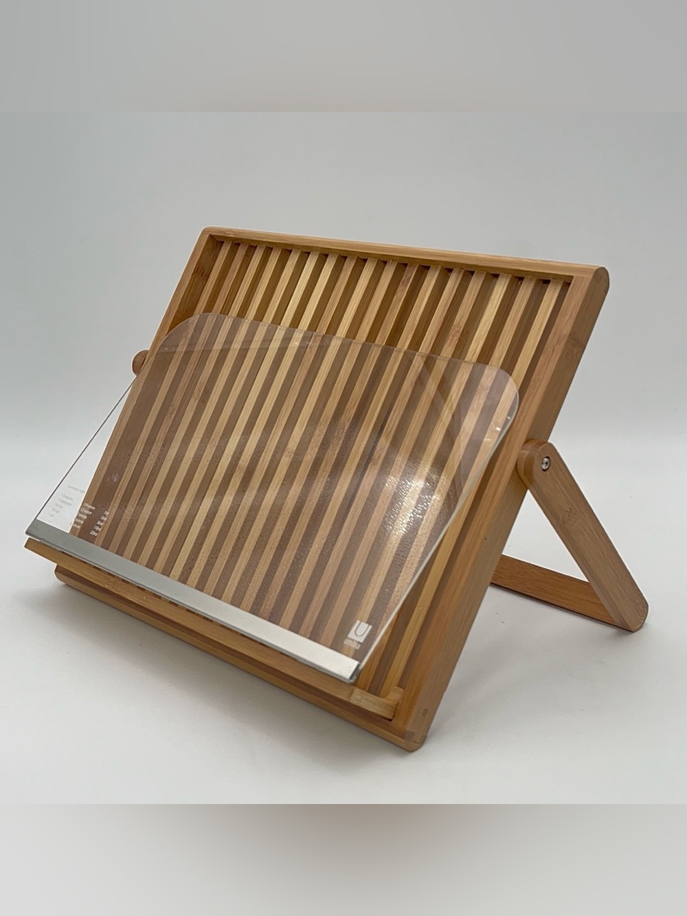 UMBRA Bamboo Adjustable Cookbook & Tablet Stand with Clear Support